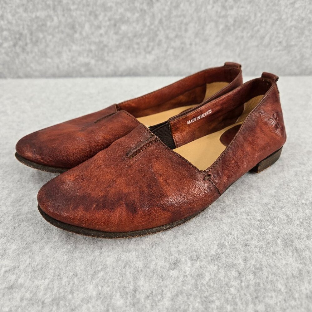 Frye Flats Womens Size 6 B Brown Leather Slip On Round Toe Loafers Shoes